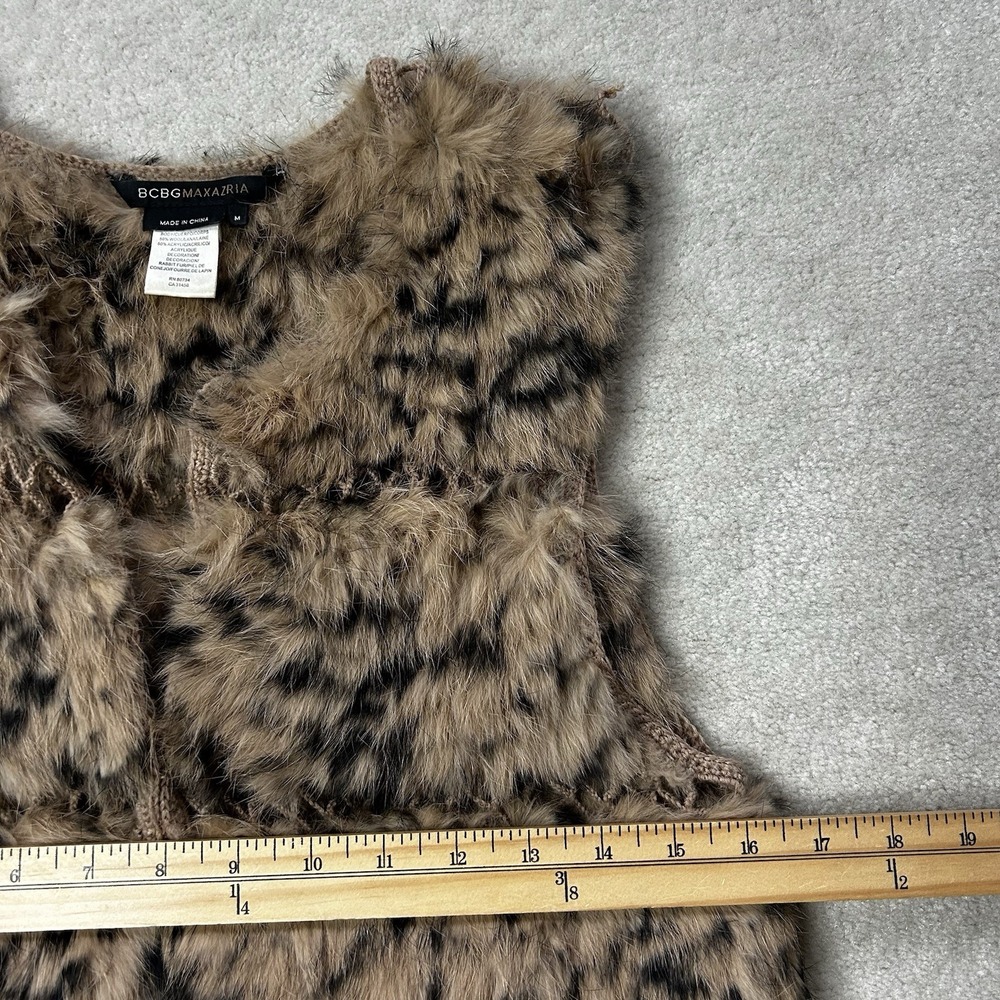 BCBGMAXAZRIA Womens Medium Rabbit Fur Vest Crochet Knit Jacket Sleeveless - Picture 6 of 6